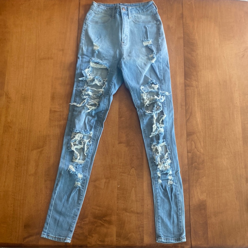 Fashion Nova High Waisted Ripped Skinny Jeans